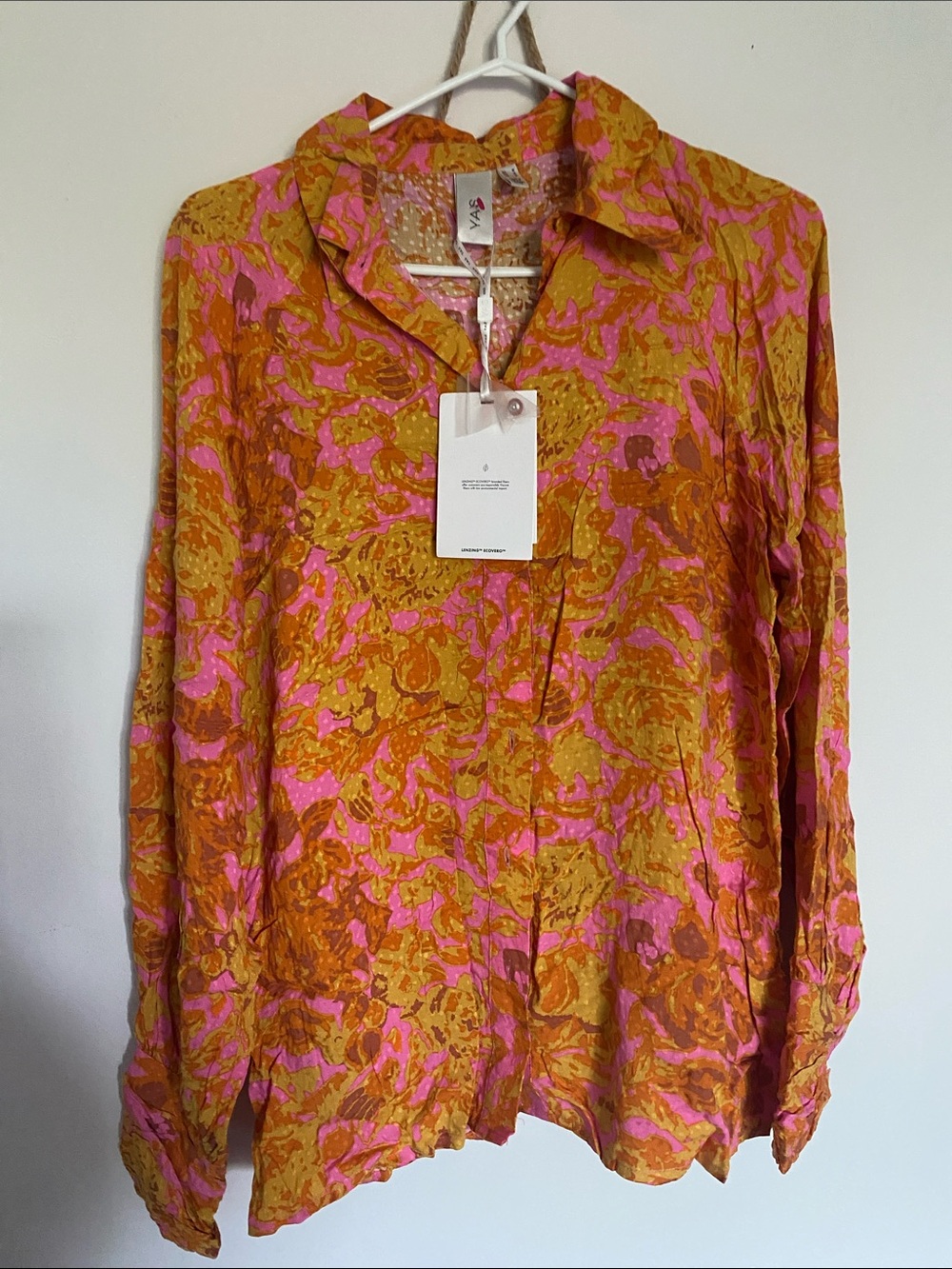 New🌈 YAS Pink & Orange Printed Shirt Ladies Clothes